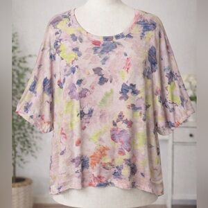 Westbound Petites Floral Short Sleeve Top Womens PXL Multicolor Relaxed Fit